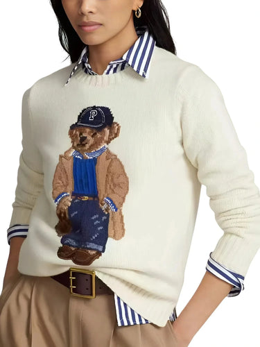 Pullover Sweater Women's Teddy Bear Sweater Chic Woman's Clothes, Sweaters, Pullovers, Long Sleeves, One Size, Navy, White, United States, USA, Canada, Australia, New Zealand, United Kingdom, UK, Women's Bear Print Sweater, bear sweater women's, women's animal print sweater, cute bear pullover, graphic knit sweater women's, shopdrestiny.com